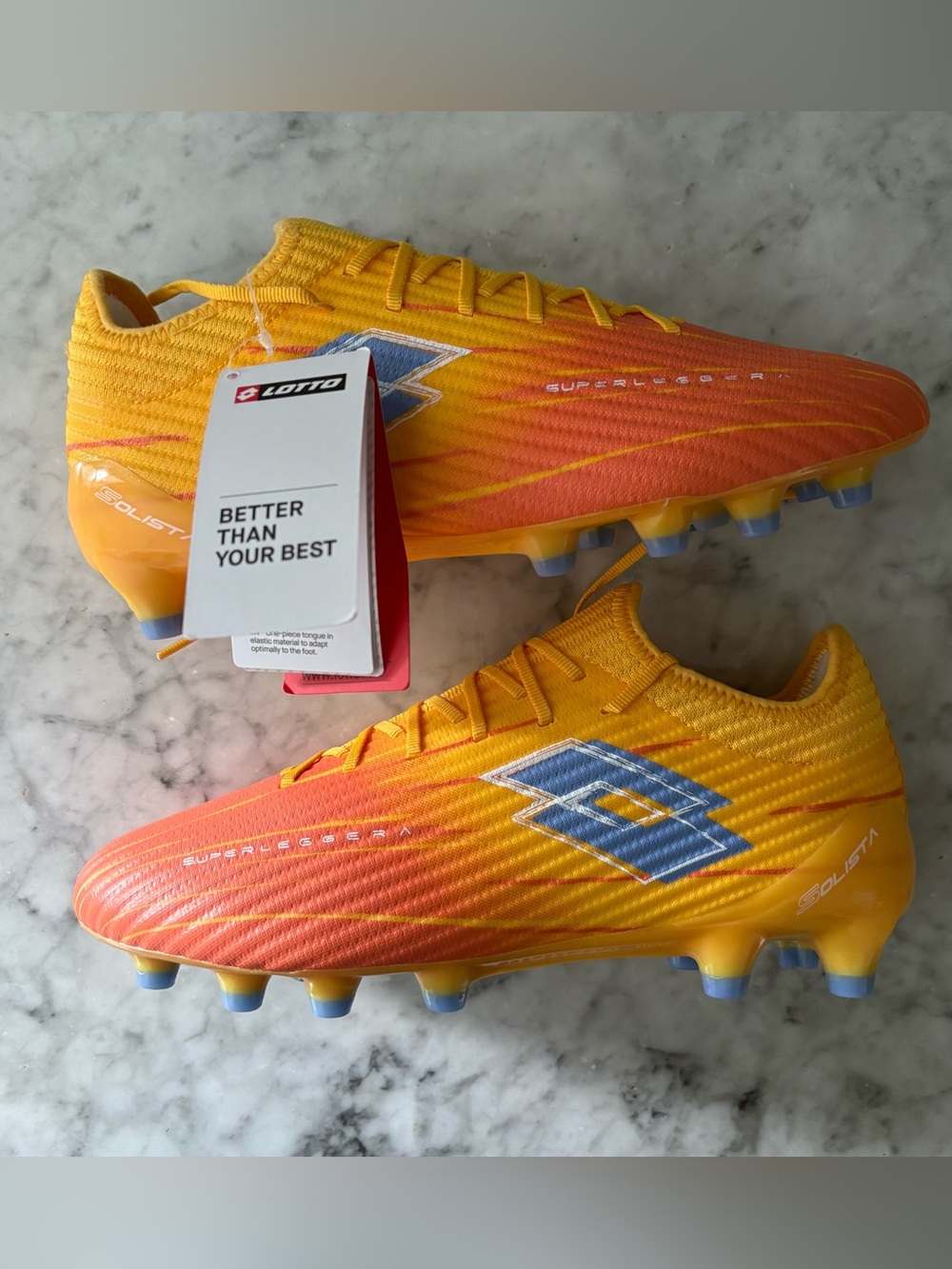 Lotto Solista 200 IX FG Soccer Cleats Orange Yellow Men Size 6.5 / Women’s 7.5